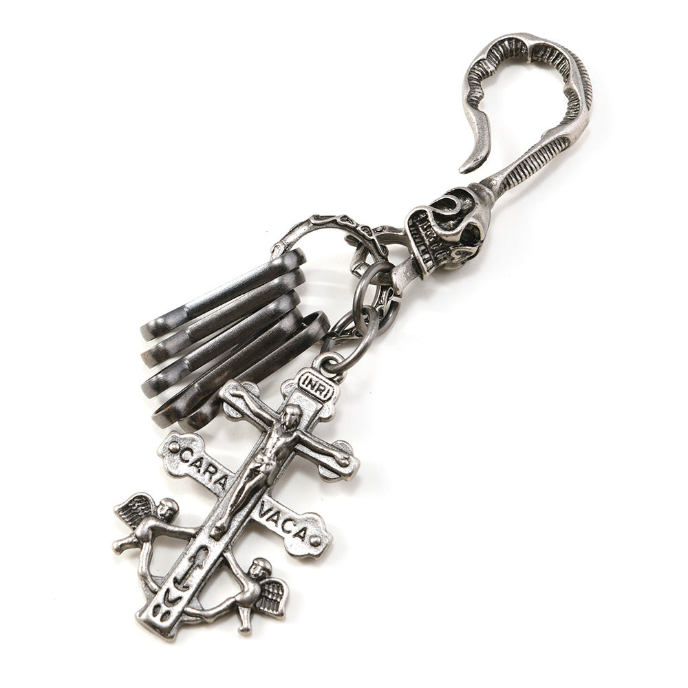 Wholesale Creative Skull Cross Pendant Car Metal Keychain Pendant Accessories